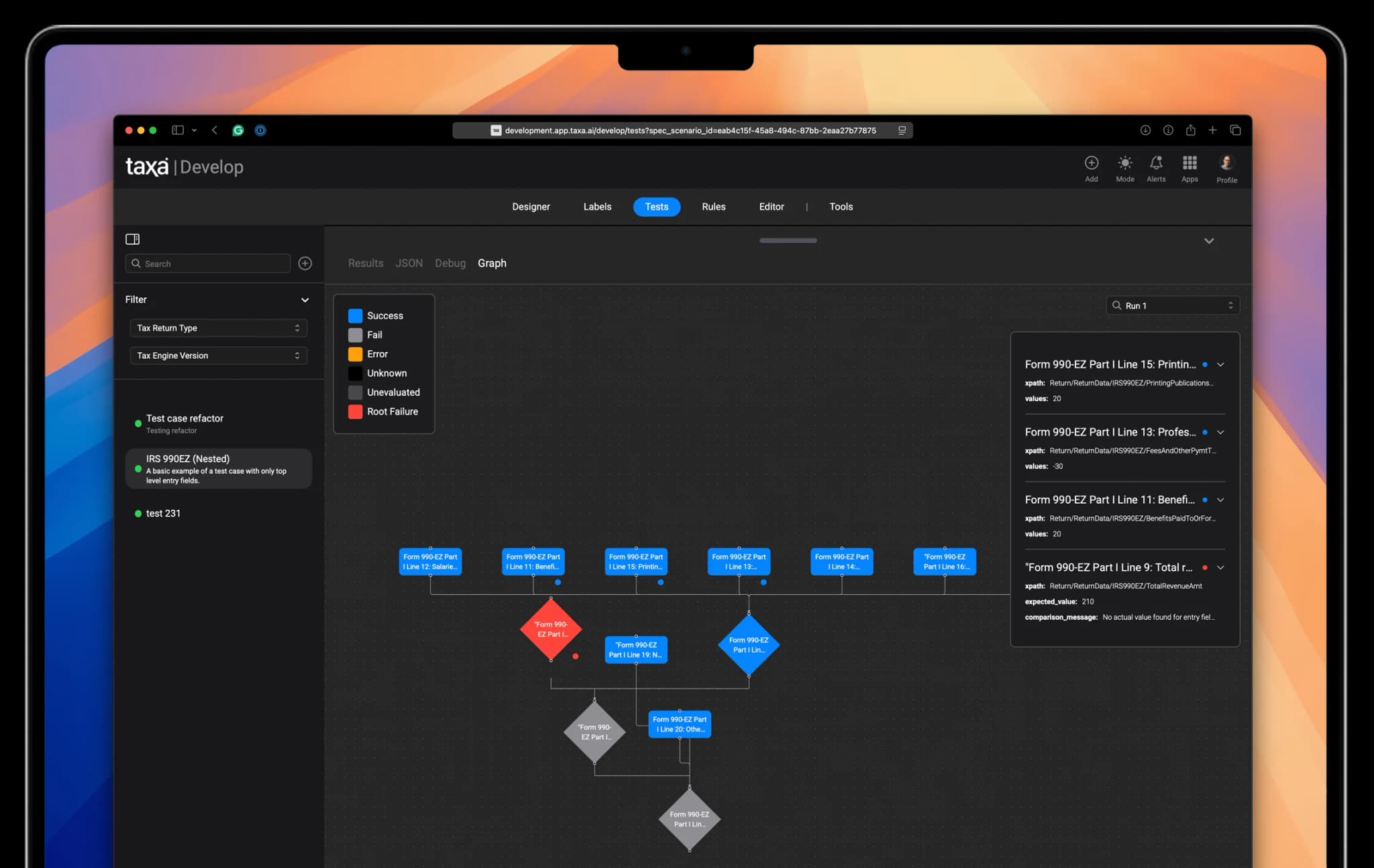 Taxa AI workflow interface demonstrating multi-step tax automation